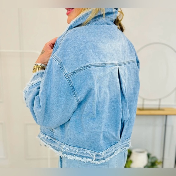 Blue Denim Jacket with Silver Button Details - Picture 4 of 4